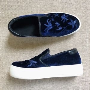Embroidered Platform Slip On Sneakers